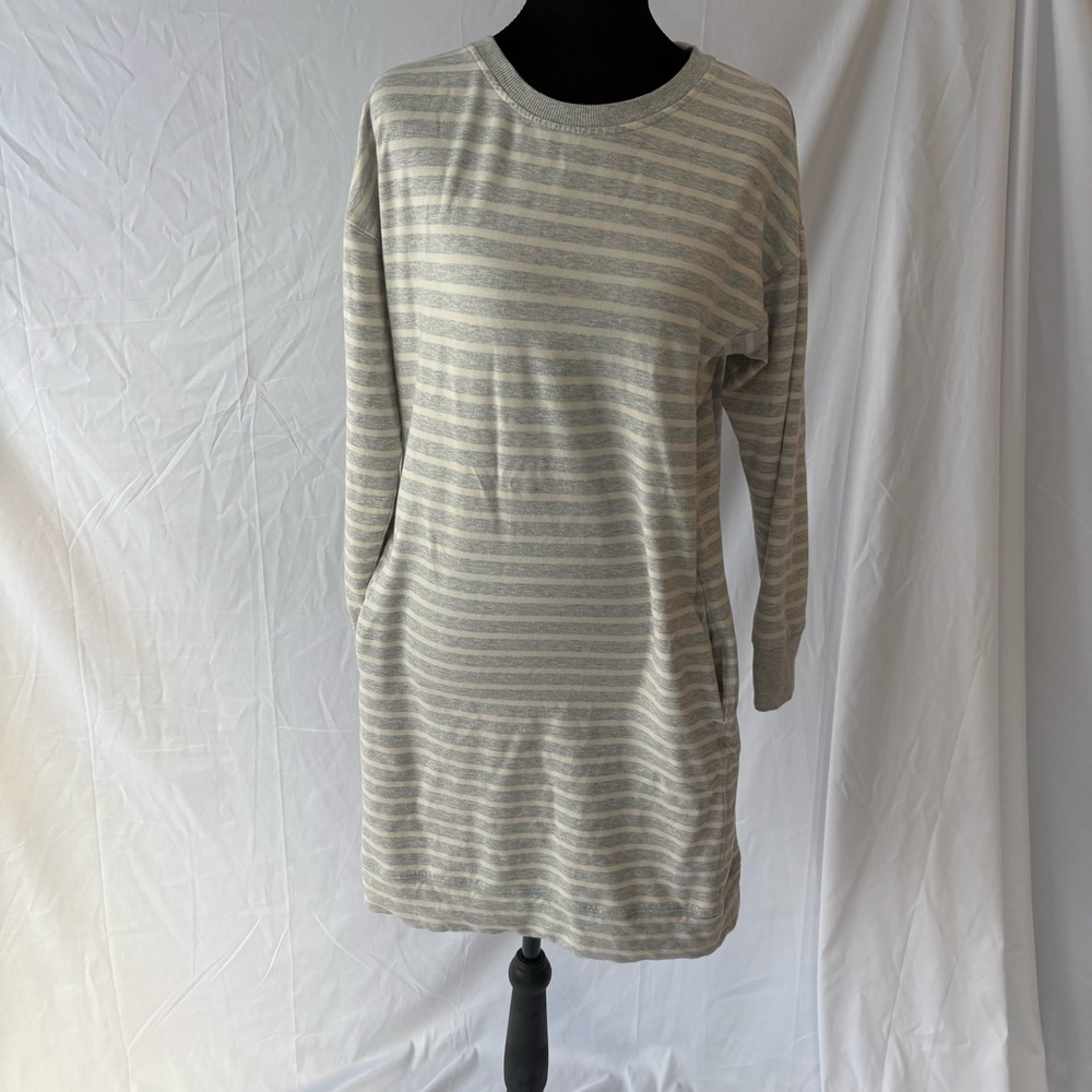 Vineyard Vines Gray and White Long Sleeve Striped Mini Dress w/ Pockets Sz S